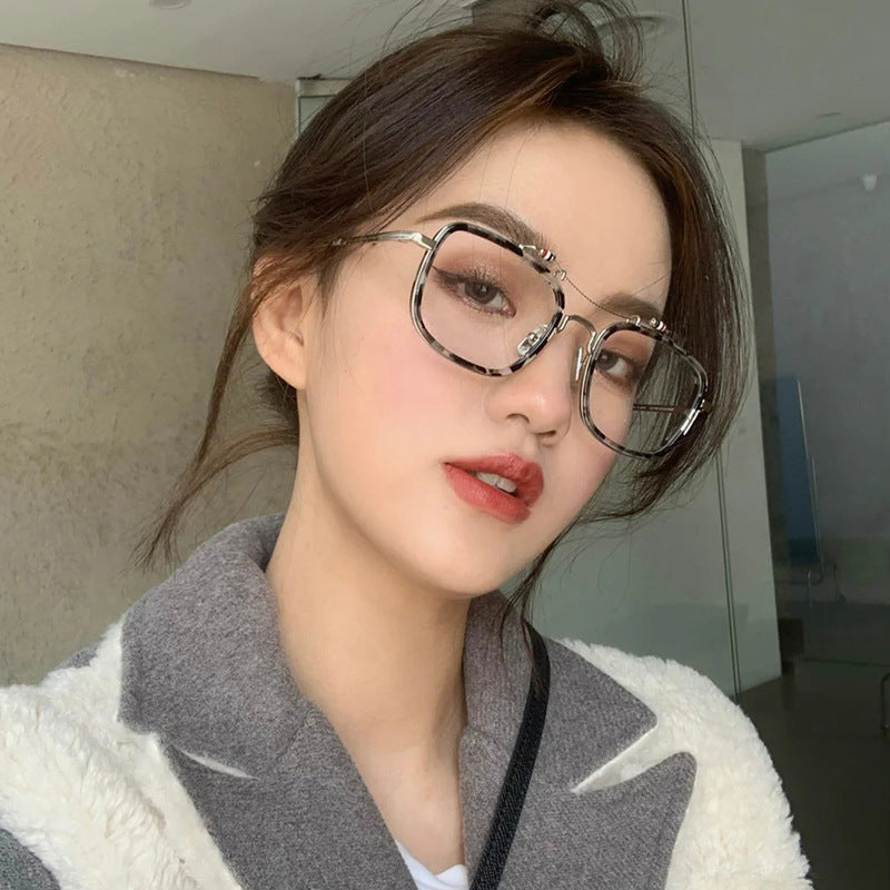 Radiation Protection Glasses Metal Half Frame Double Beam Eyewear Personality Glasses Black Gold Frame Comfort