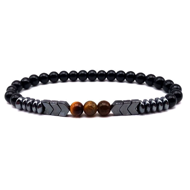 Unisex Stone Bead Bracelet 6mm Geometric Design Tiger's Eye Frosted Stone Bright Colors Individually Packaged Securely