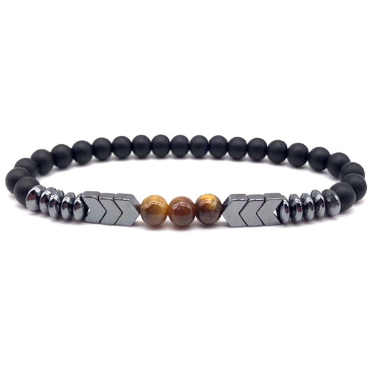 Unisex Stone Bead Bracelet 6mm Geometric Design Tiger's Eye Frosted Stone Bright Colors Individually Packaged Securely