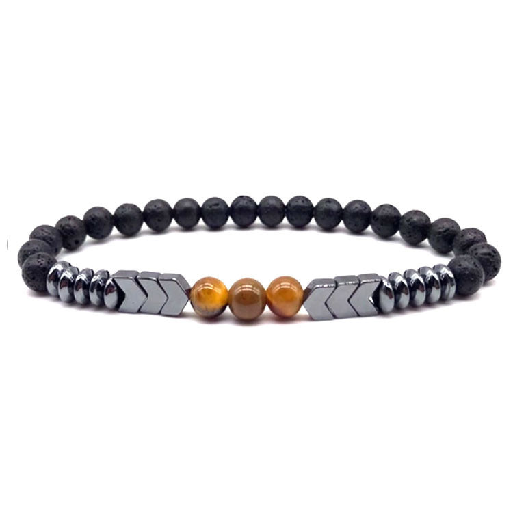 Unisex Stone Bead Bracelet 6mm Geometric Design Tiger's Eye Frosted Stone Bright Colors Individually Packaged Securely