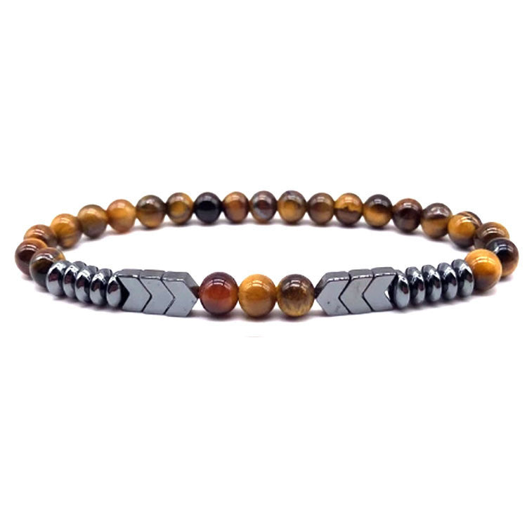 Unisex Stone Bead Bracelet 6mm Geometric Design Tiger's Eye Frosted Stone Bright Colors Individually Packaged Securely