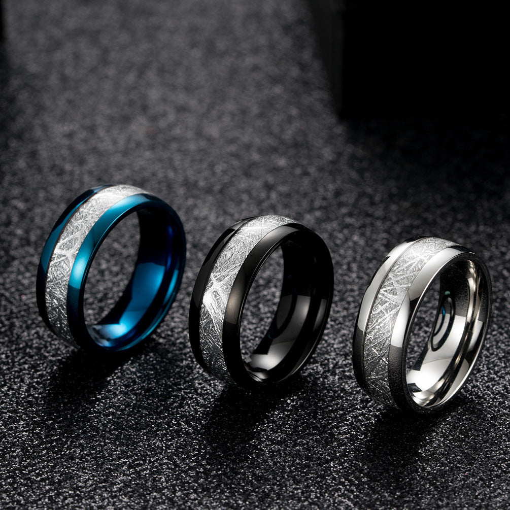 Mens Titanium Steel Ring Geometric Design 8mm Wide Durable Modern Fashion Jewelry For Everyday Wear Accessory