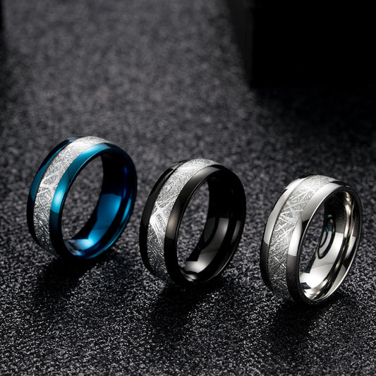 Mens Titanium Steel Ring Geometric Design 8mm Wide Durable Modern Fashion Jewelry For Everyday Wear Accessory