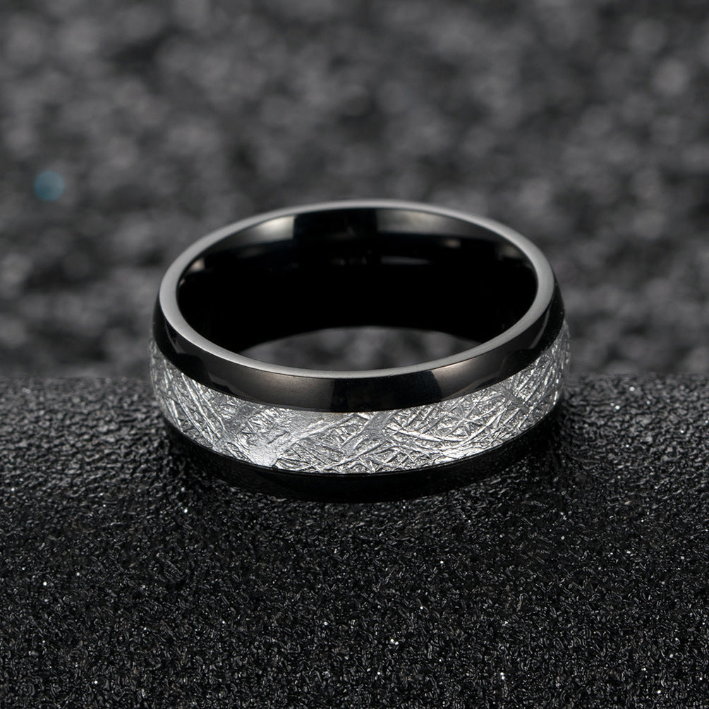 Mens Titanium Steel Ring Geometric Design 8mm Wide Durable Modern Fashion Jewelry For Everyday Wear Accessory