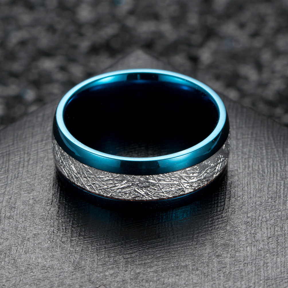 Mens Titanium Steel Ring Geometric Design 8mm Wide Durable Modern Fashion Jewelry For Everyday Wear Accessory