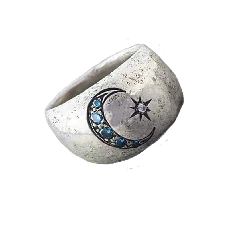 Unisex Metal Electroplated Ring With Alloys Inlaid Gems Semi Precious Stones Jewelry Individually Packaged Silver