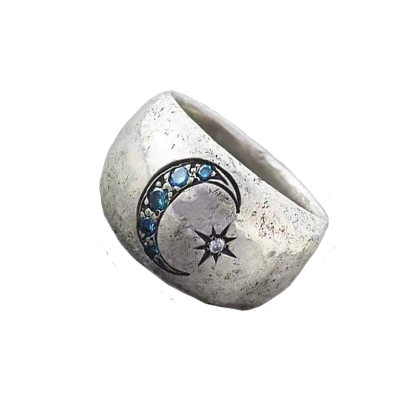 Unisex Metal Electroplated Ring With Alloys Inlaid Gems Semi Precious Stones Jewelry Individually Packaged Silver