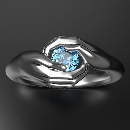 Unisex Silver Ring With Blue Crystal Zircon For Engagements Weddings Or Everyday Wear Elegant Jewelry Gemstone