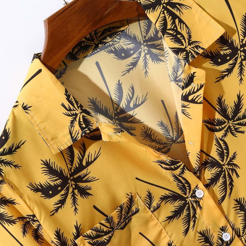 Mens Summer Hawaiian Shirt Thin Short Sleeve Breathable Casual Button Down Beach Aloha Shirt For Vacation This Season