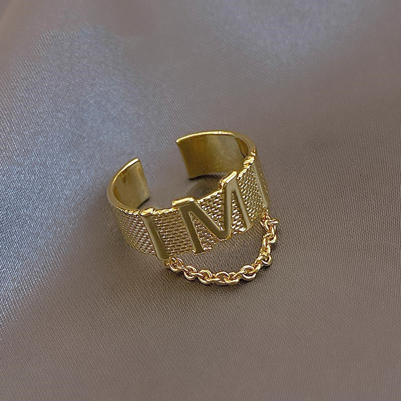 Rose Gold Titanium Steel Double Letter Ring Set for Women and Men Including Two Initial Rings in Sizes Six Seven Eight