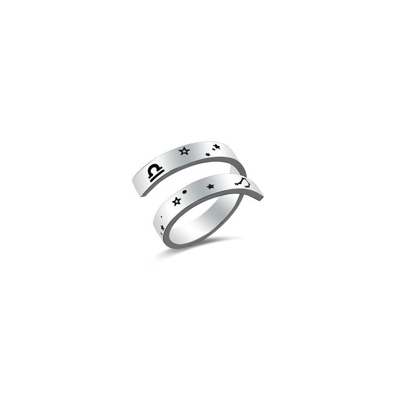 Custom Lettering Double Constellation Ring Titanium Steel Silver Polished Minimalist Jewelry for Women Elegant