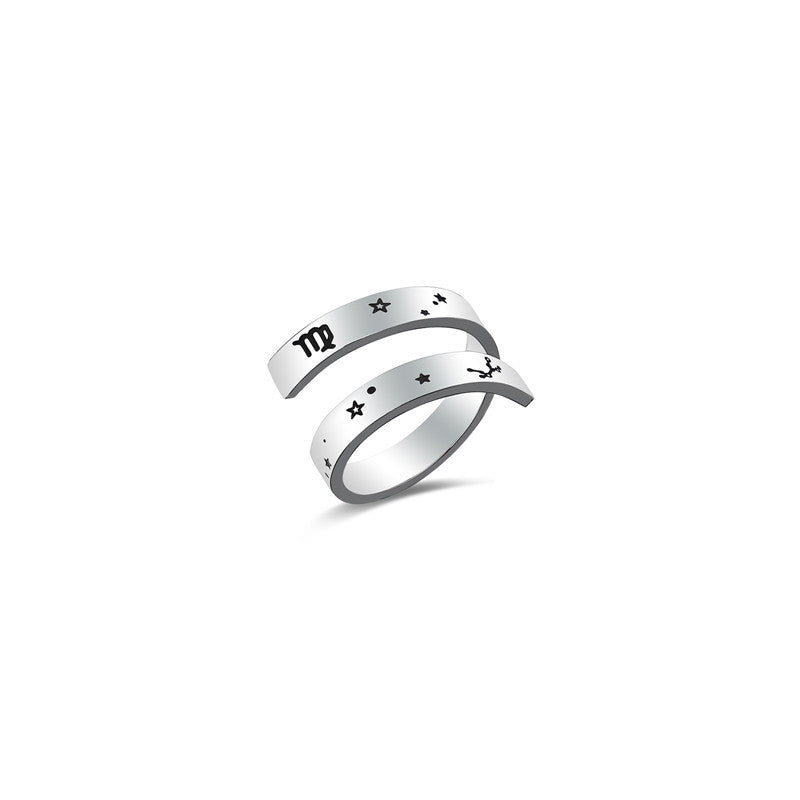 Custom Lettering Double Constellation Ring Titanium Steel Silver Polished Minimalist Jewelry for Women Elegant
