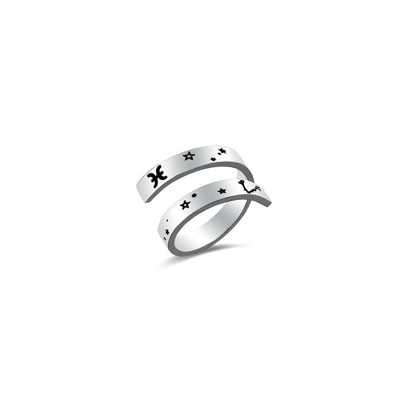 Custom Lettering Double Constellation Ring Titanium Steel Silver Polished Minimalist Jewelry for Women Elegant