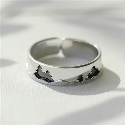 Durable Sterling Silver Couple Ring Adjustable Leaf Design for Him and Her Promise Anniversary Engagement Gift