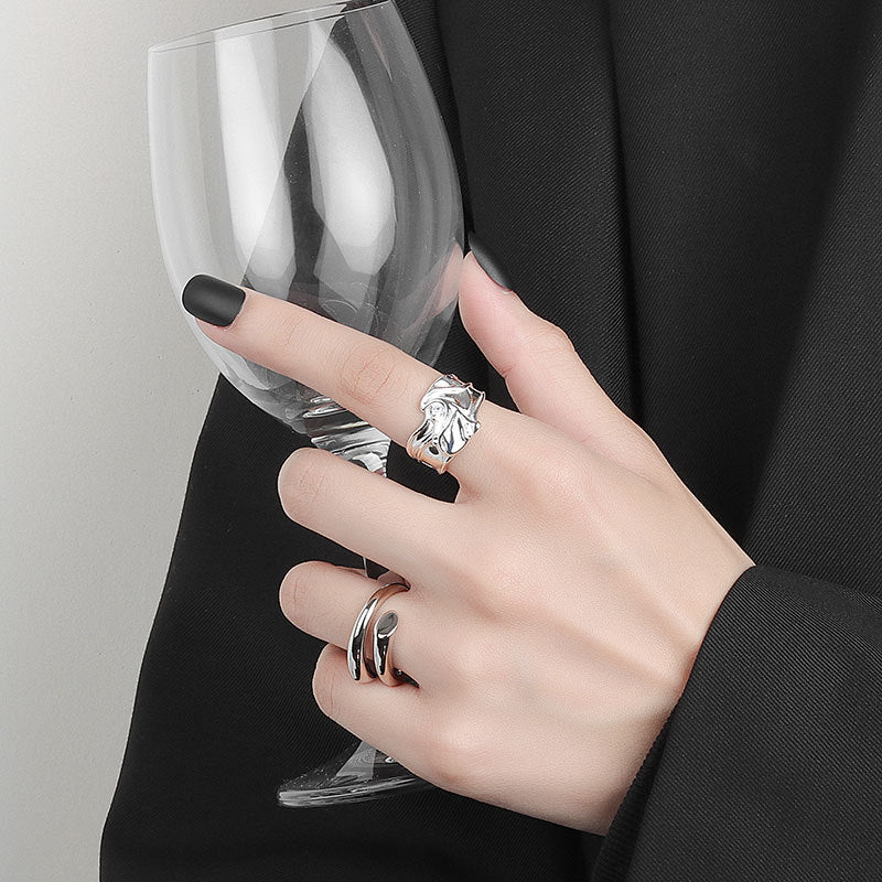 Womens Adjustable Copper Ring With Irregular Bumps And Micro Zircon Inlays Fashion Jewelry Electroplated Copper Finish