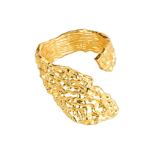 Geometric Open Ring With Hammer Texture Copper Jewelry Gold Or Silver Unique Design For Women For Everyday Use