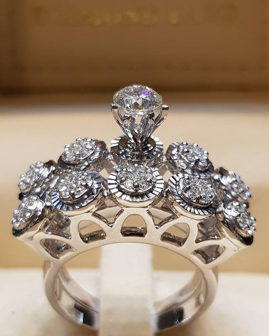 Heart Shaped Alloy Couple Rings for Men and Women European American Style Wedding Engagement Jewelry Gift Sets