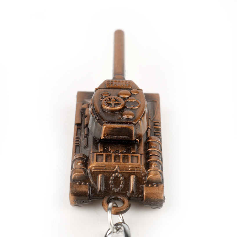 Unisex Tank Keychain Pendant Silver And Ancient Red Copper Metal Alloy Durable Zinc Alloy Construction Elegant