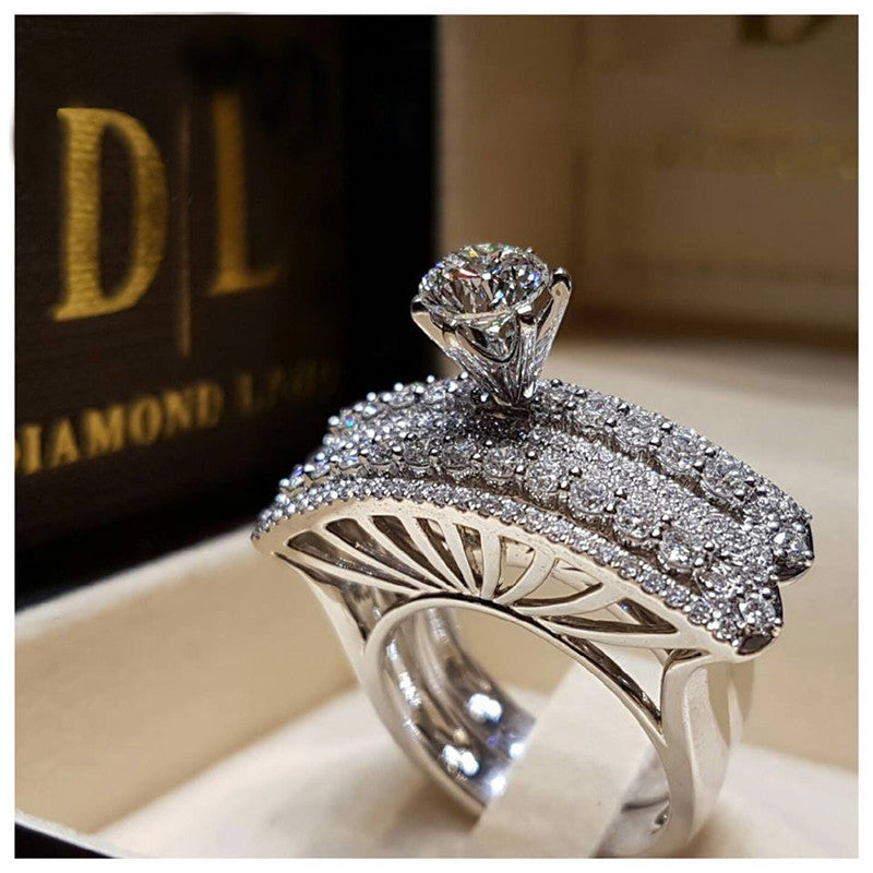 Womens Alloy Crown Ring European Exquisite Elegant Design Fashion Jewelry Electroplated Ring Gift For Her Everyday