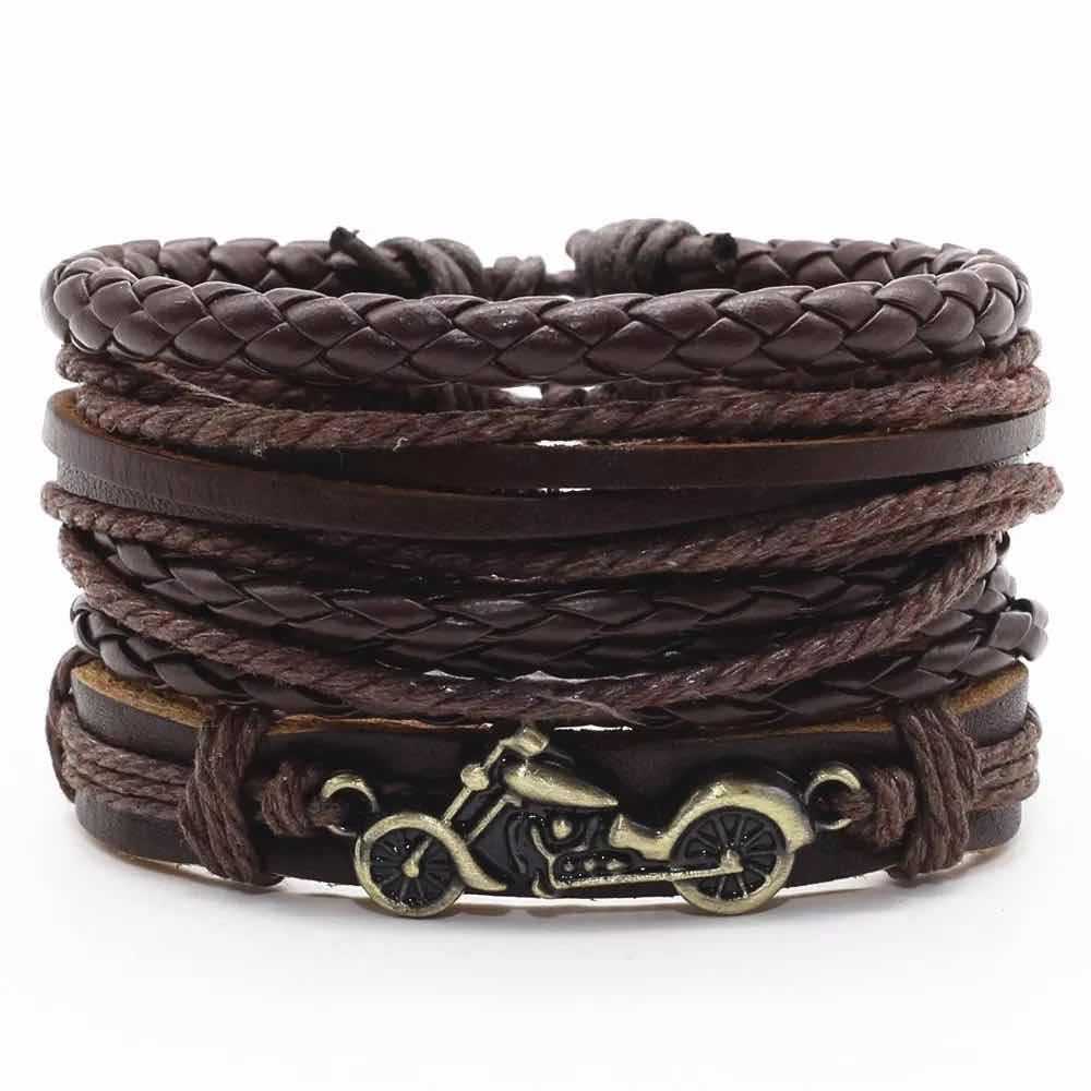 Unisex Leather Braided Bracelet With Alloy Zodiac Animal Design Fashion Wristband Jewelry Cowhide Leather Gold