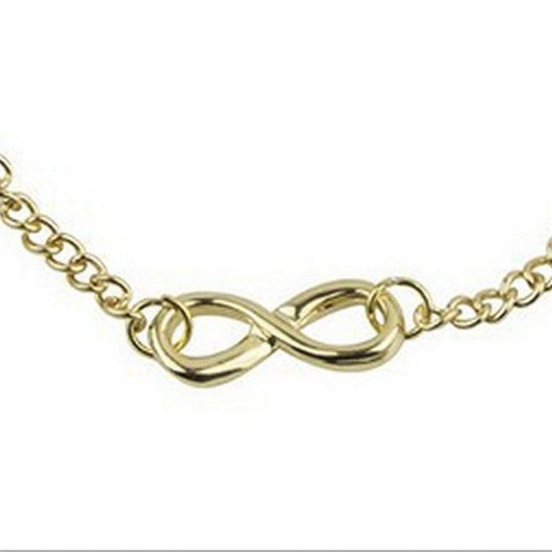 Womens Figure 8 Buckle Alloy Metal Bangle Electroplated Finish With European American Letter Text Design Style