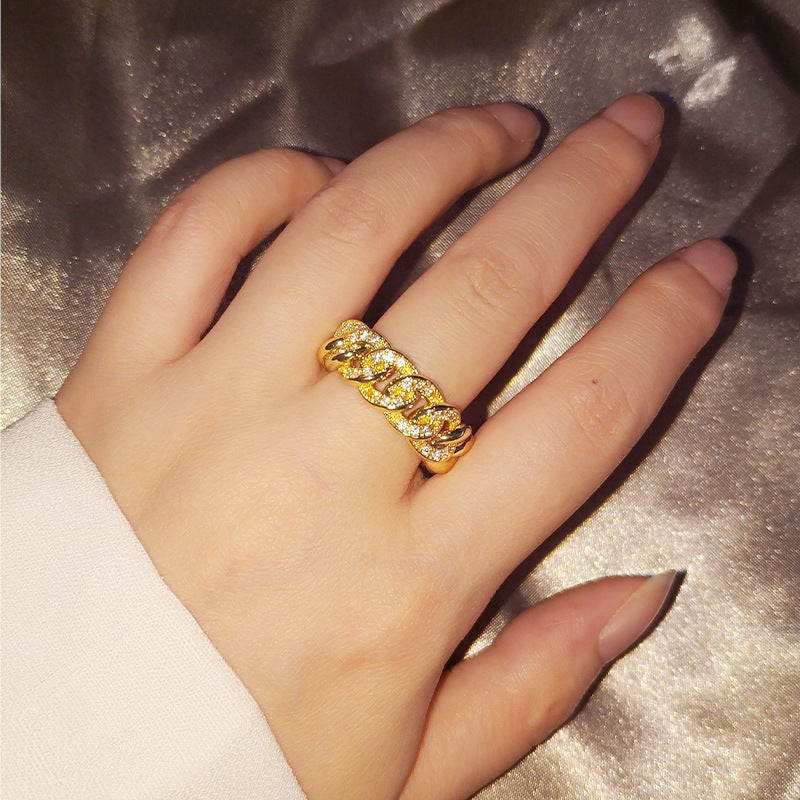 Gold Plated Zircon Ring For Women Geometric Fashion Jewelry Durable Quality Birthday Gift For Everyday Wear Now