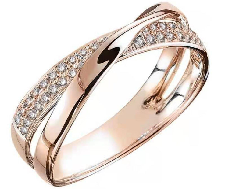 Two Tone Alloy Ring European Geometric Design Electroplated Finish Individually Packed Ideal Gift For Wedding Day