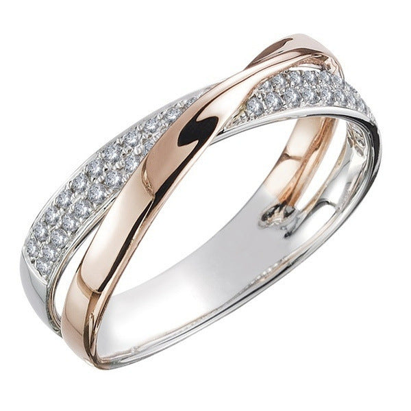 Two Tone Alloy Ring European Geometric Design Electroplated Finish Individually Packed Ideal Gift For Wedding Day