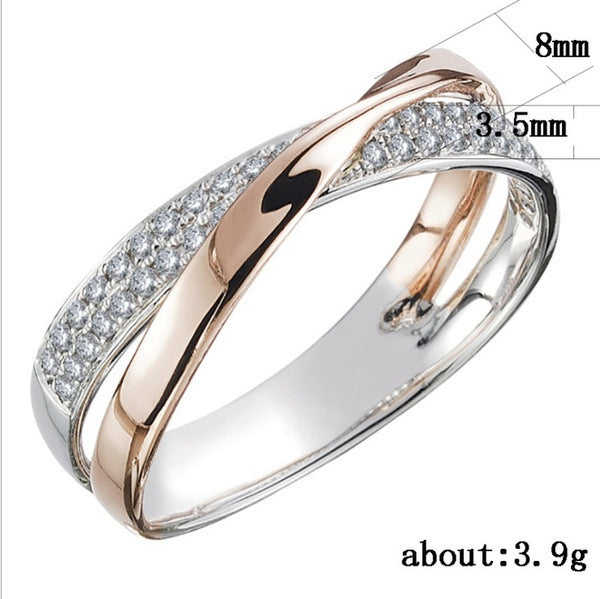 Two Tone Alloy Ring European Geometric Design Electroplated Finish Individually Packed Ideal Gift For Wedding Day