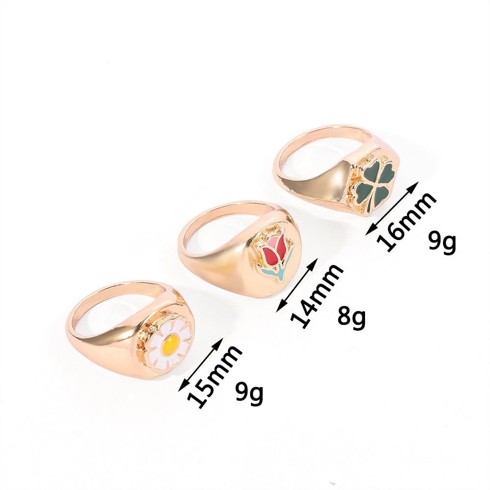 Alloy Flower Ring Tulip Daisy Design Fashion Jewelry