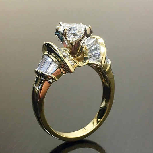 Personalized Marquise Shaped Zircon Ring European And American Ladies Ring Gold Copper Size 6 7 8 9 10 Lightweight