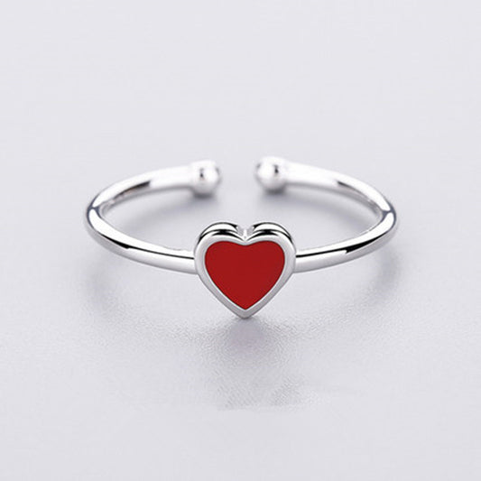 Heart Shaped Ring Adjustable White Gold Plated Copper Jewelry For Everyday Wear Stylish Fashion Ring For Daily Wear