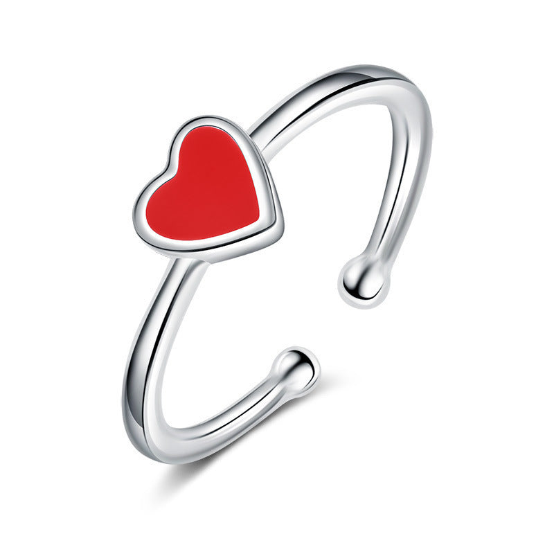 Heart Shaped Ring Adjustable White Gold Plated Copper Jewelry For Everyday Wear Stylish Fashion Ring For Daily Wear