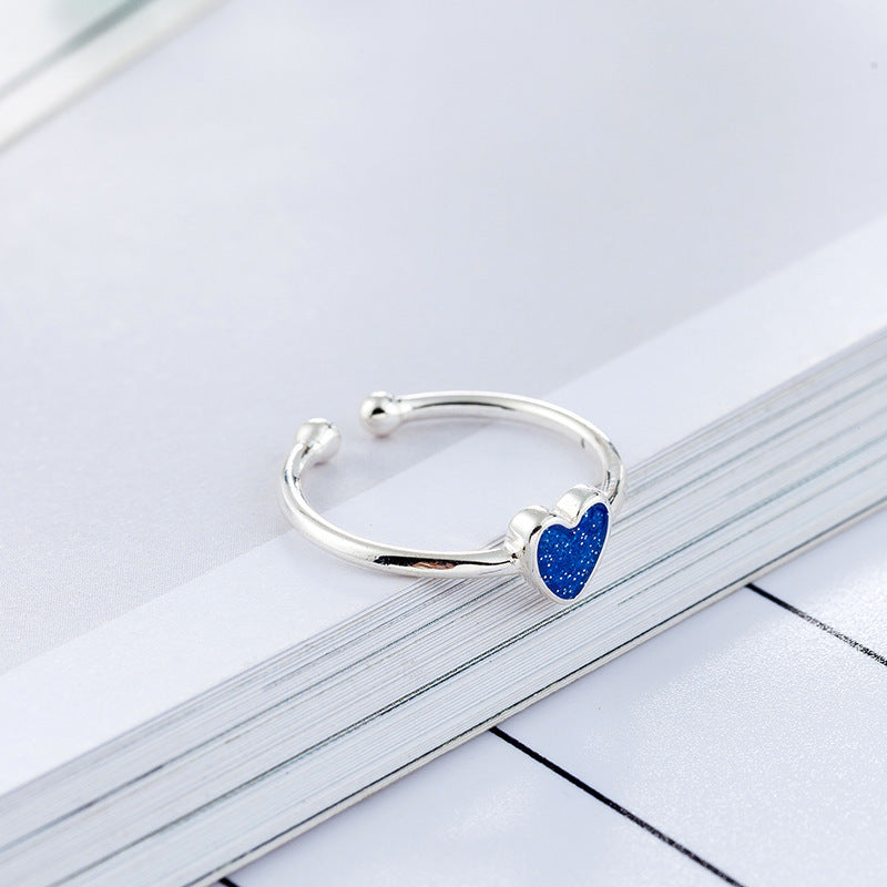 Womens Adjustable Open Ring With Epoxy Blue Accent Silver Plated Cupronickel Jewelry Fashion Everyday Stylexyz