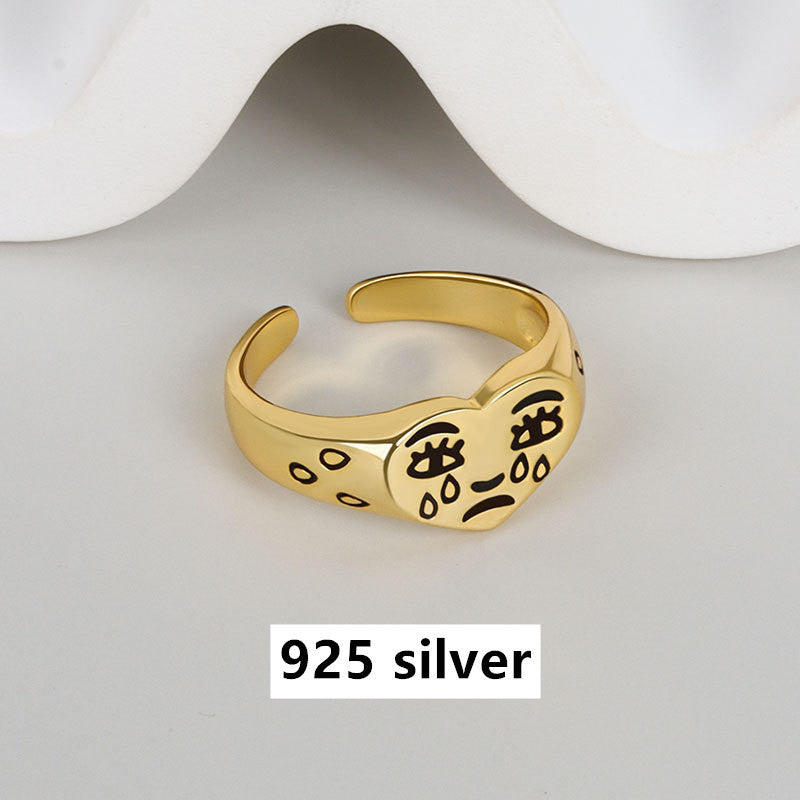 Heart Shape Adjustable Copper Ring For Women With Vintage Silver Plating Finish Perfect For Wedding Gift Ideas