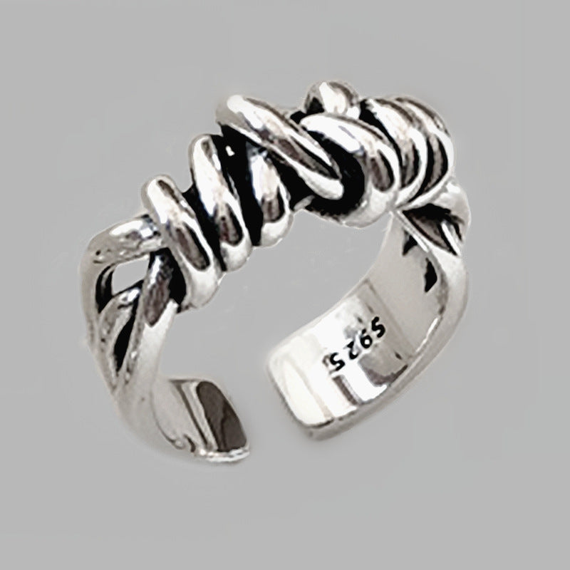 Retro Braided Winding Ring Stainless Steel Geometric Unisex