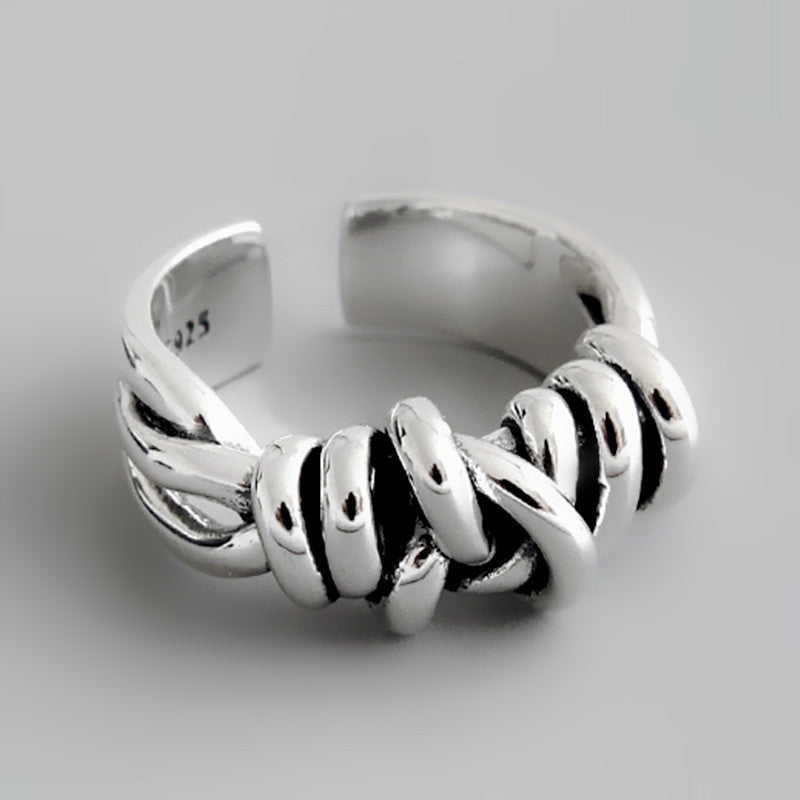 Retro Braided Winding Ring Stainless Steel Geometric Unisex