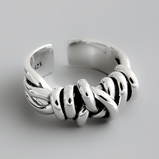 Retro Braided Winding Ring Stainless Steel Geometric Unisex