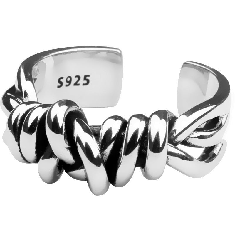 Retro Braided Winding Ring Stainless Steel Geometric Unisex