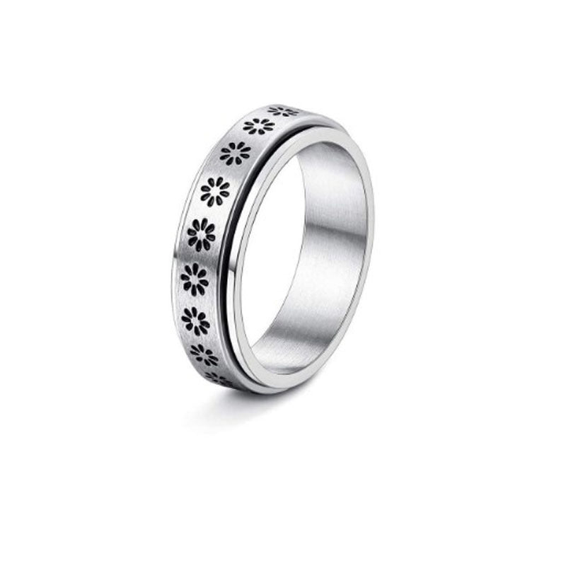 Stainless Steel Spinner Ring With Moon And Stars Design Rotatable Unisex Jewelry For Relaxation And Style Chic