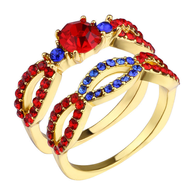 Flower Ring Gold Plated Alloy Inlaid Gem Jewelry For Women Fashion Accessory New Design Elegant Everyday Style