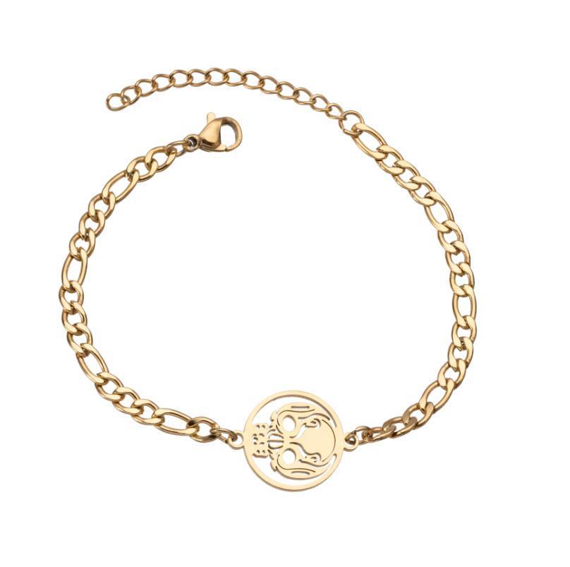 Womens Stainless Steel Skull Bracelet Electroplated European Design Fashion Wristband Jewelry Durable Everyday