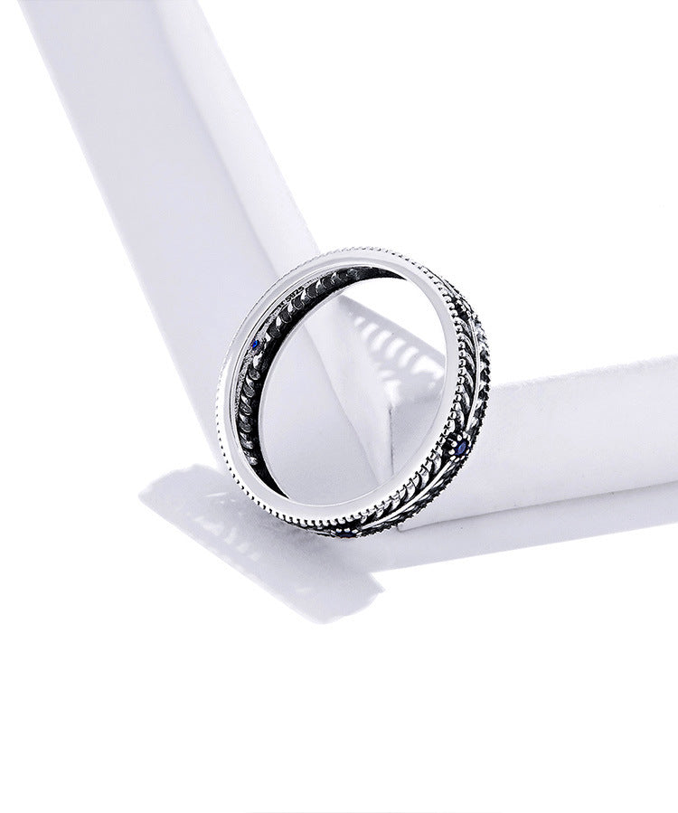 925 Sterling Silver Vine Ring With Blue Zircon Elegant Lightweight Womens Fashion Jewelry Elegant Vine Design Ring