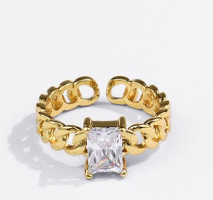 Womens Ring Adjustable Silver Plated Chain Ring Rhombus Design Fashion Jewelry Gift For Her Korean Design Ring