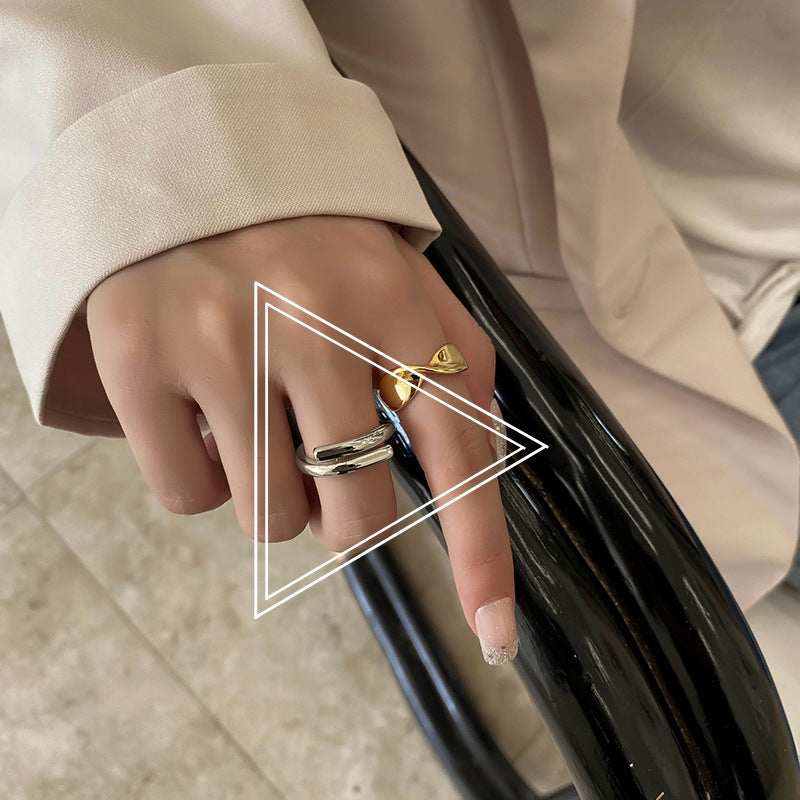 Womens Ring Adjustable Silver Plated Chain Ring Rhombus Design Fashion Jewelry Gift For Her Korean Design Ring