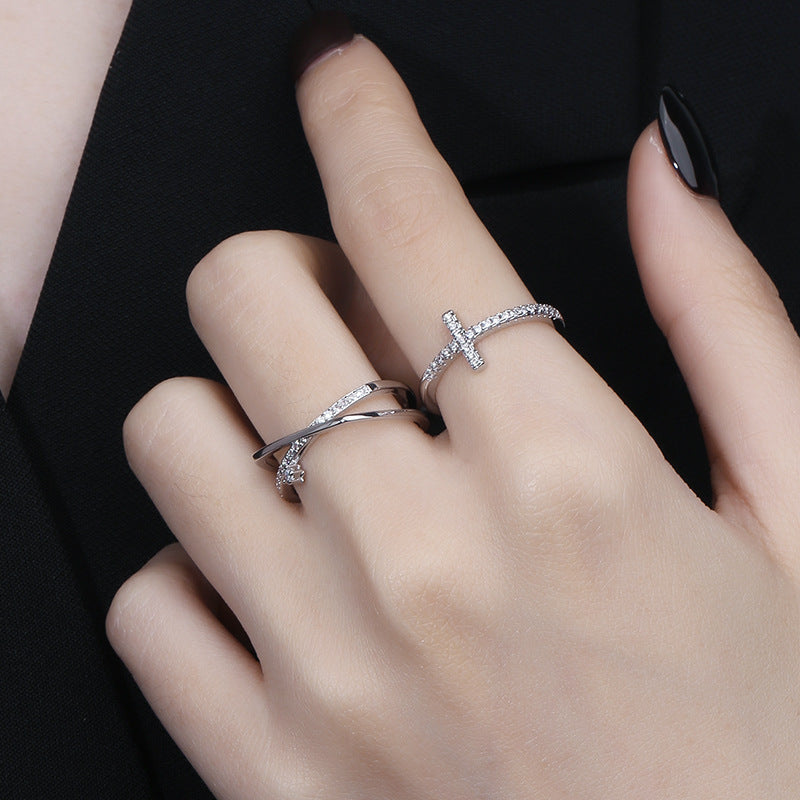 Copper Cross Ring Electroplated Fashion Jewelry Trendy Index Finger Ring For Women And Girls Not Inlaid Cross