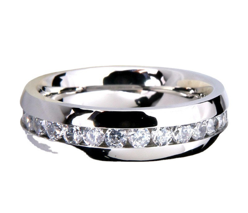 Unisex Fashion Ring Gold Plated Alloy Ring with Artificial Gemstones SingleRow Electroplated Band Jewelry Gems