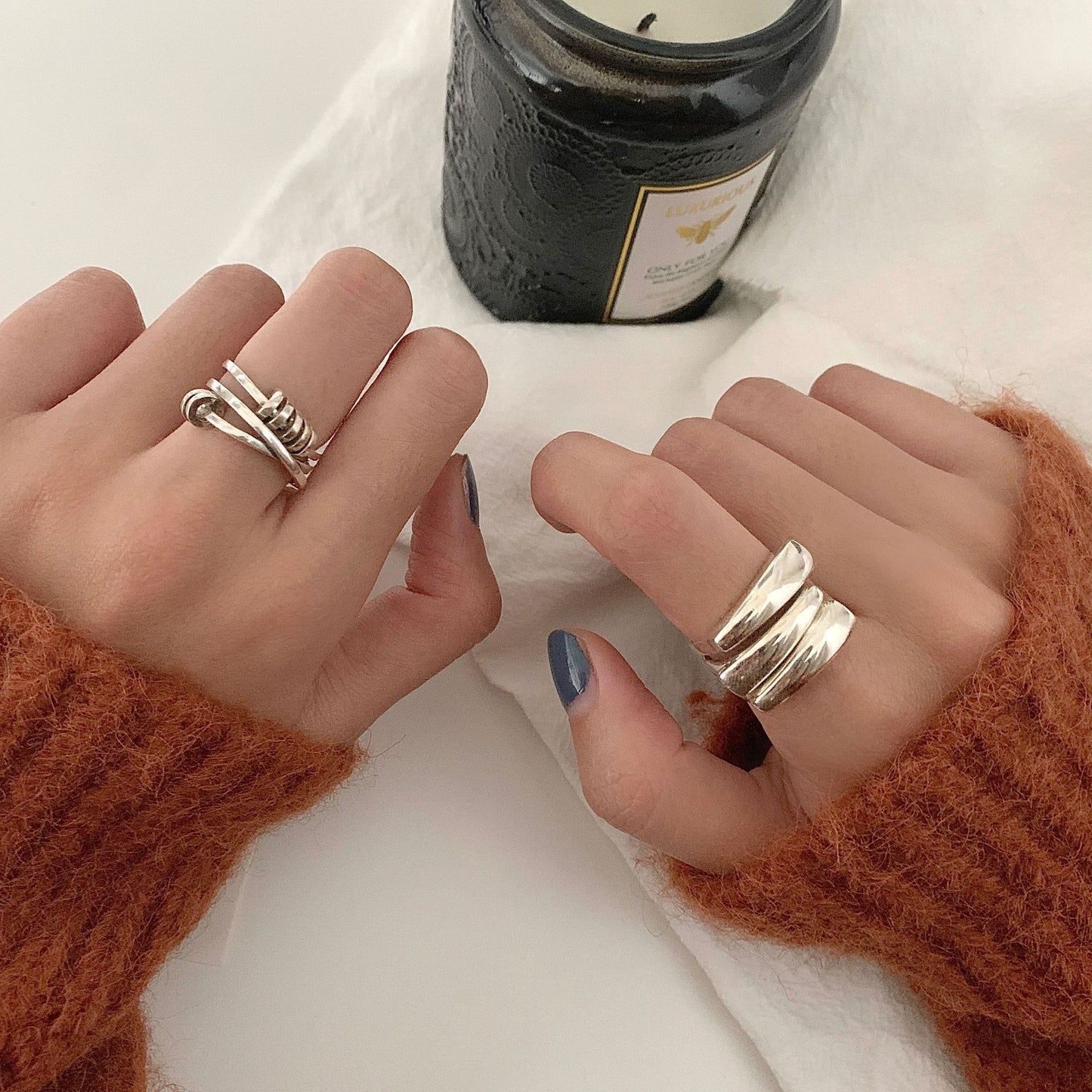 Women Adjustable Silver Rings Geometrical Trapezoid Design Durable Electroplated Fashion Jewelry Everyday Wear