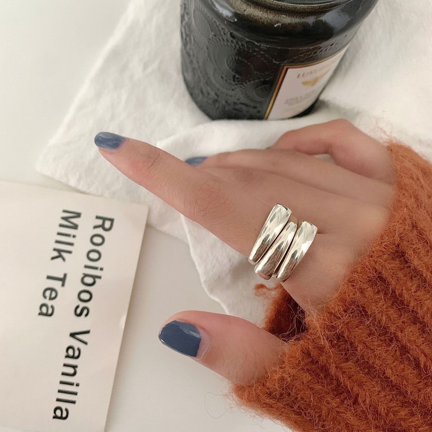 Women Adjustable Silver Rings Geometrical Trapezoid Design Durable Electroplated Fashion Jewelry Everyday Wear