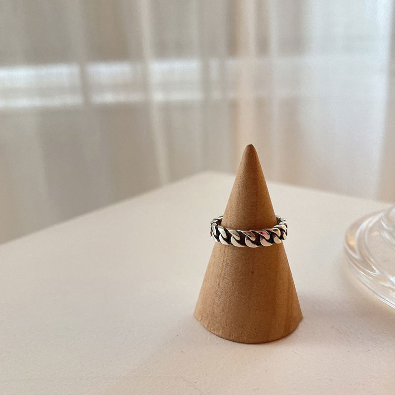 Womens Vintagey Double Knot Ring Adjustable Thai Silver Plated Simple Chainz Ring Design Jewelry Gifts For Her